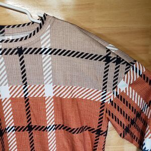 Zolucky Women’s XL Plaid Long Sleeve Top Multicolor Check Pullover Shirt NWT